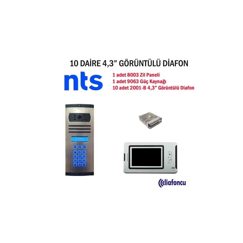 10 Daire Nts 4.3 inç Görüntülü Diafon Fiyatı