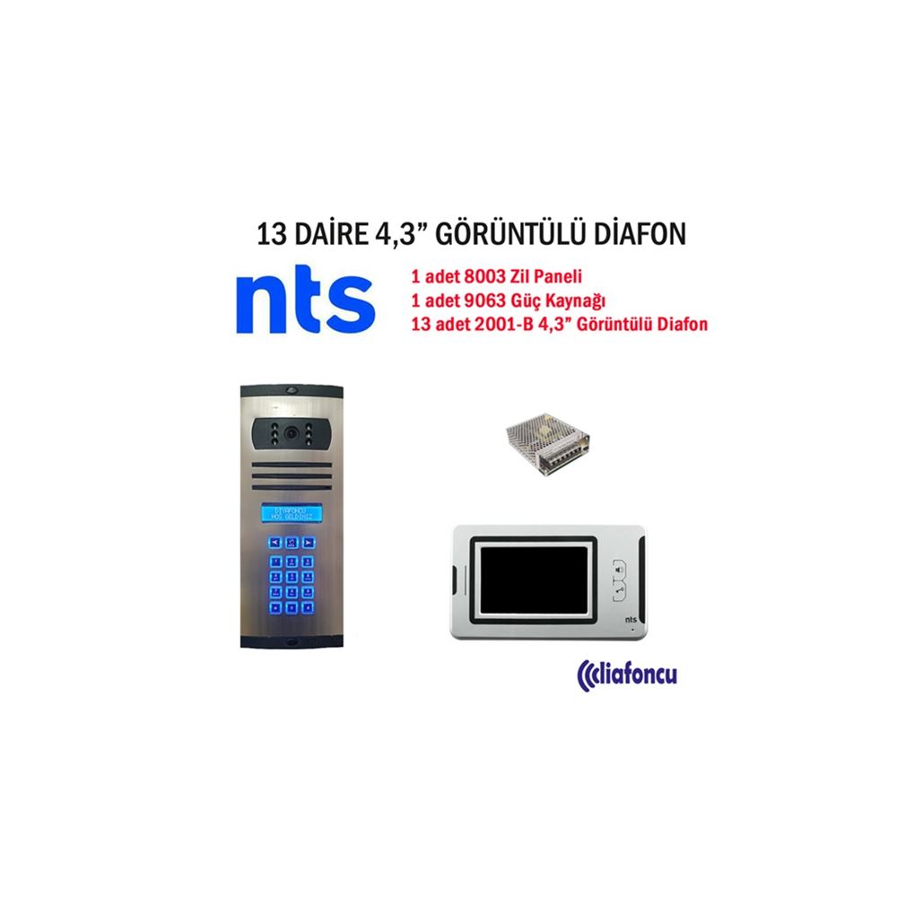 13 Daire Nts 4.3 inç Görüntülü Diafon Fiyatı