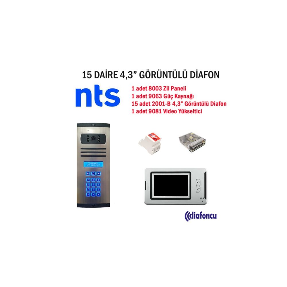 15 Daire Nts 4.3 inç Görüntülü Diafon Fiyatı